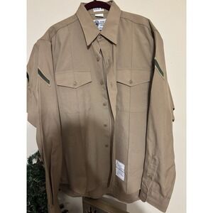 USMC Khaki Uniform Shirt Long Sleeve Size: (16 1/2 X 37) PFC 8405-01-515-9089